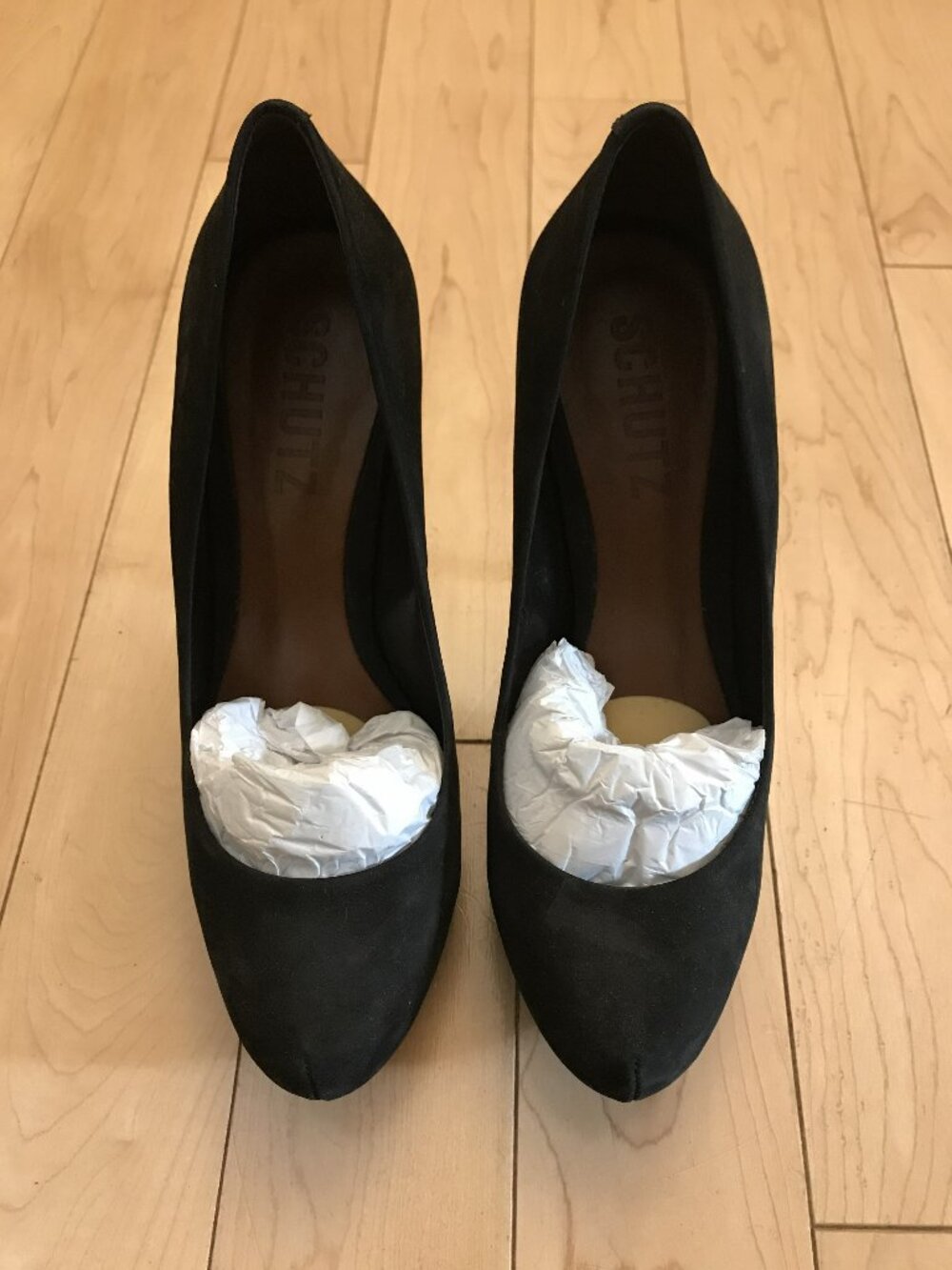 Schutz Black Suede 2.5" Platform Heels Size 8